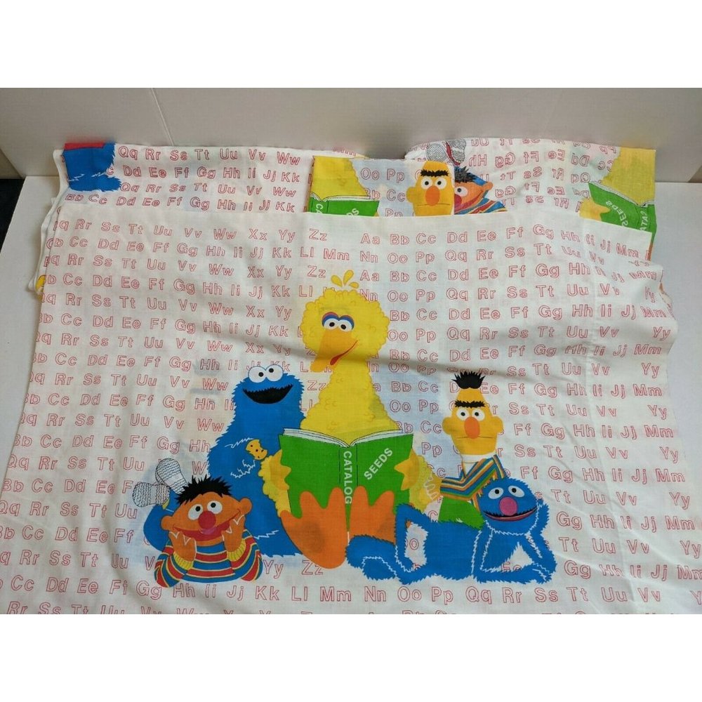 Vintage Sesame Street Alphabet Red Books Twin Sheet Set 4 Pc Marlborough RARE